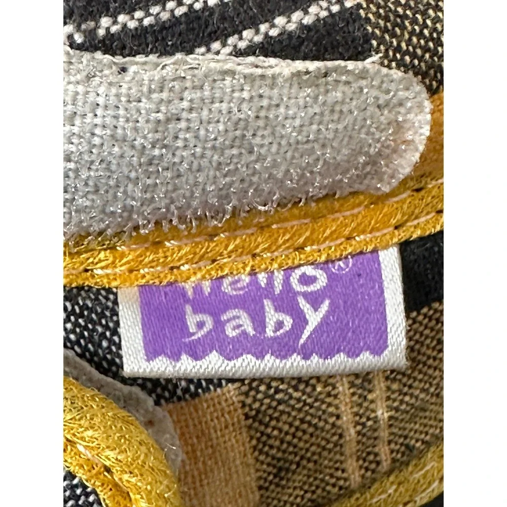 Hello Baby Infant Plaid Booties Yellow Black White Soft Sole Hook Loop‎ Shoes